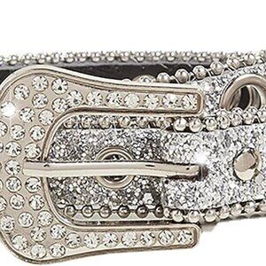 Rhinestone-Belt for Women Girls,Western Cowgirl Cowboys Bling Studded Leather Di